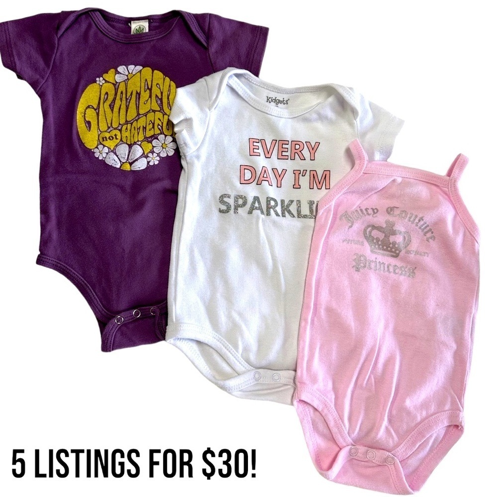 Baby Girl 3-6 Months Set of 3 Bodysuits